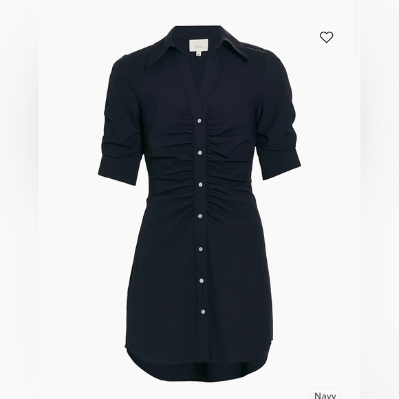 Cinq à Sept Dark Elina Gathered Mini-Shirtdress, Navy, Size 6 - Picture 4 of 10